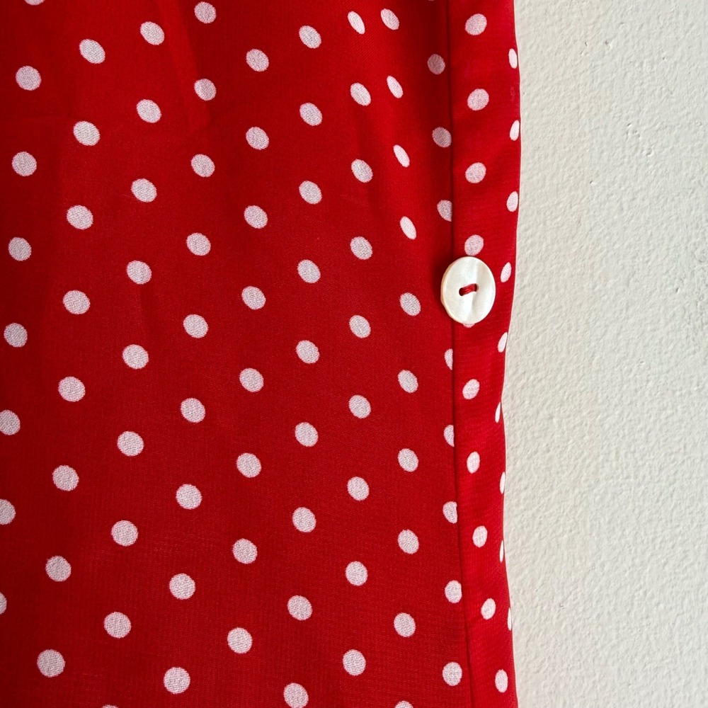 COLDWATER CREEK Red White Polka Dot Button Long Classic Ladies Dress, 10 - Picture 7 of 7